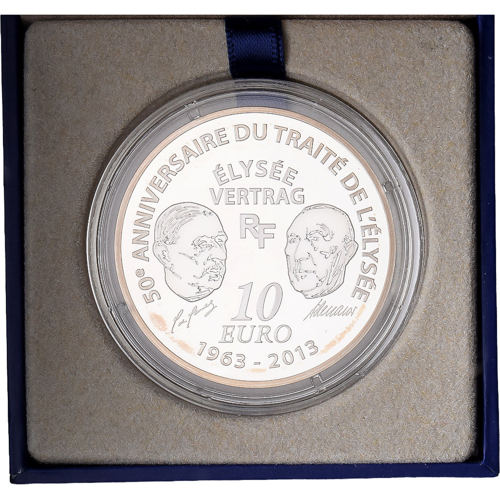 Francja, 10 Euro, Élysée Treaty, Proof, 2013, MDP, Srebro, MS(65-70), KM:2091