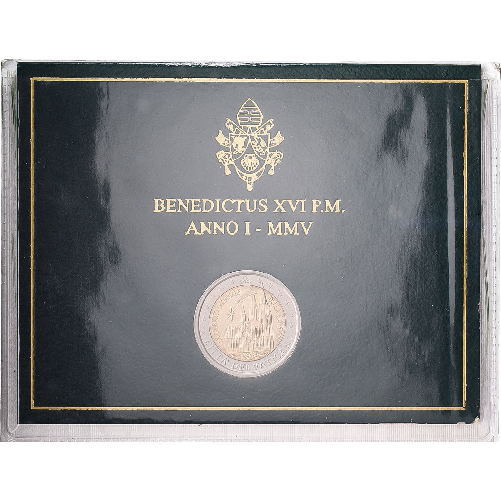 CIDADE DO VATICANO, Benedict XVI, 2 Euro, JMJ 2005, 2005, Rome, Bimetálico