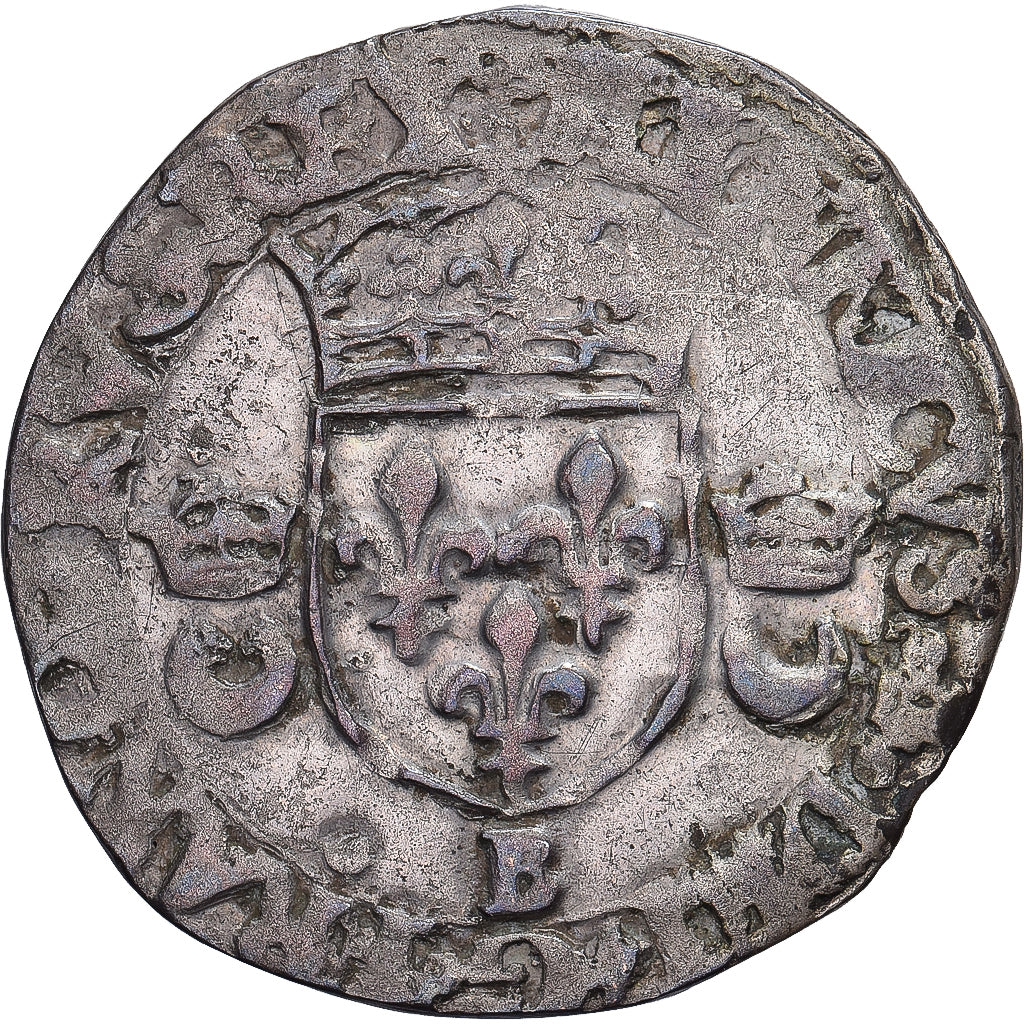 Francja, Henri II, Douzain aux croissants, 1549, Rouen, Bilon, EF(40-45)