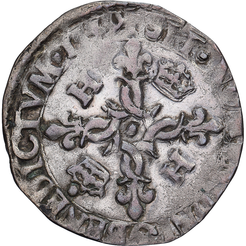 Francja, Henri II, Douzain aux croissants, 1549, Rouen, Bilon, EF(40-45)