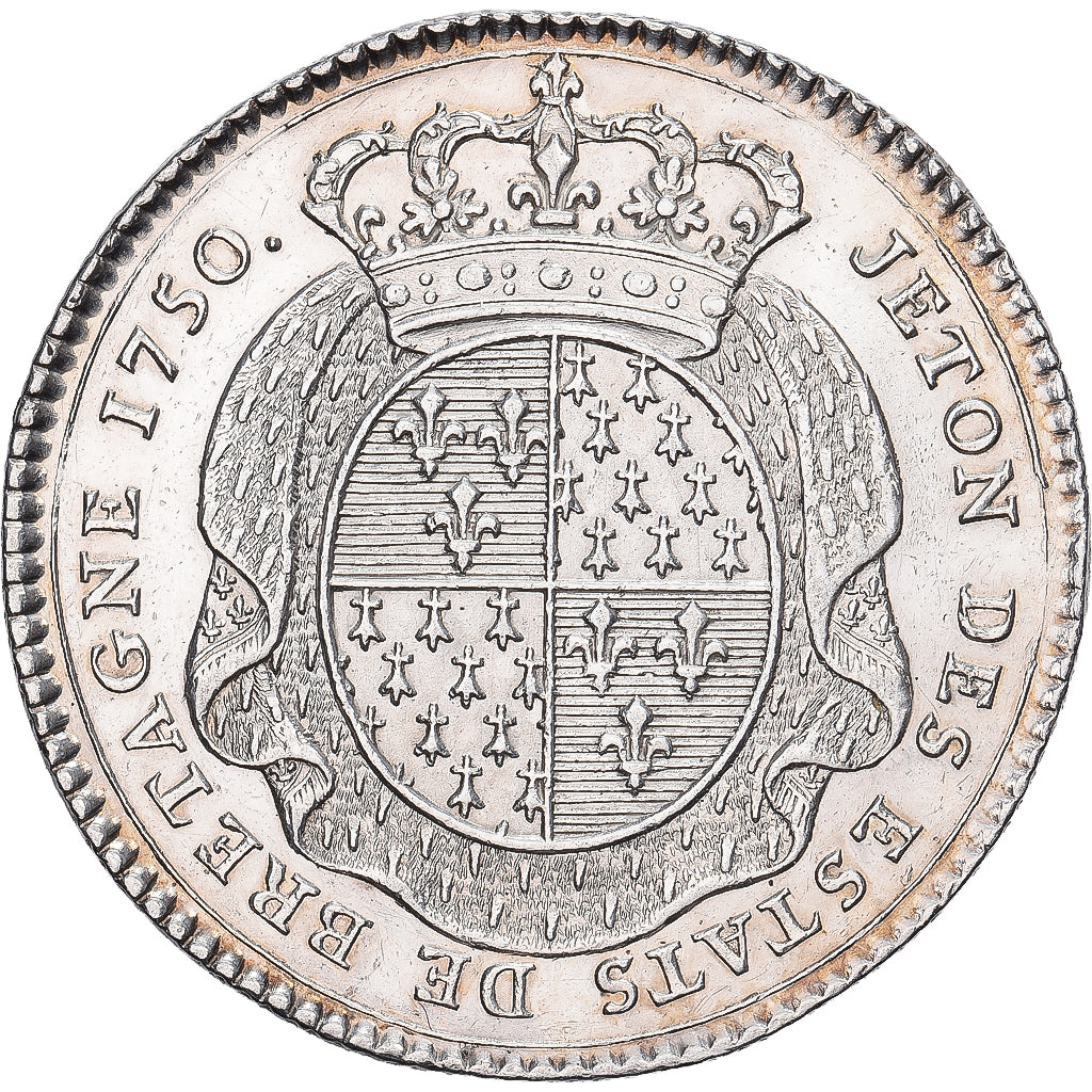 France, Jeton, Louis XV, Etats de Bretagne, 1750, Argent, SPL