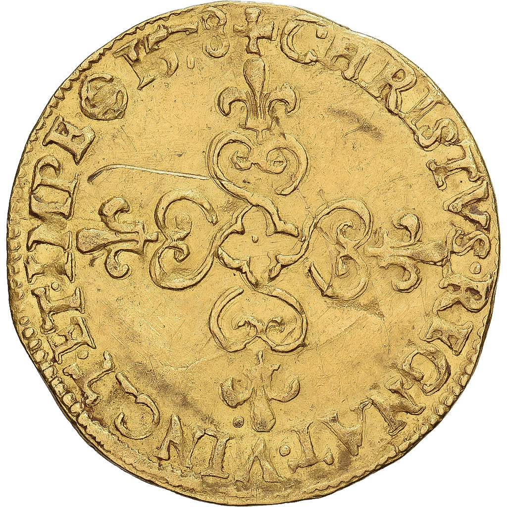 Frankrijk, Henri III, Écu d'or au soleil, 1578, Rouen, Goud, ZF+, Gadoury:504