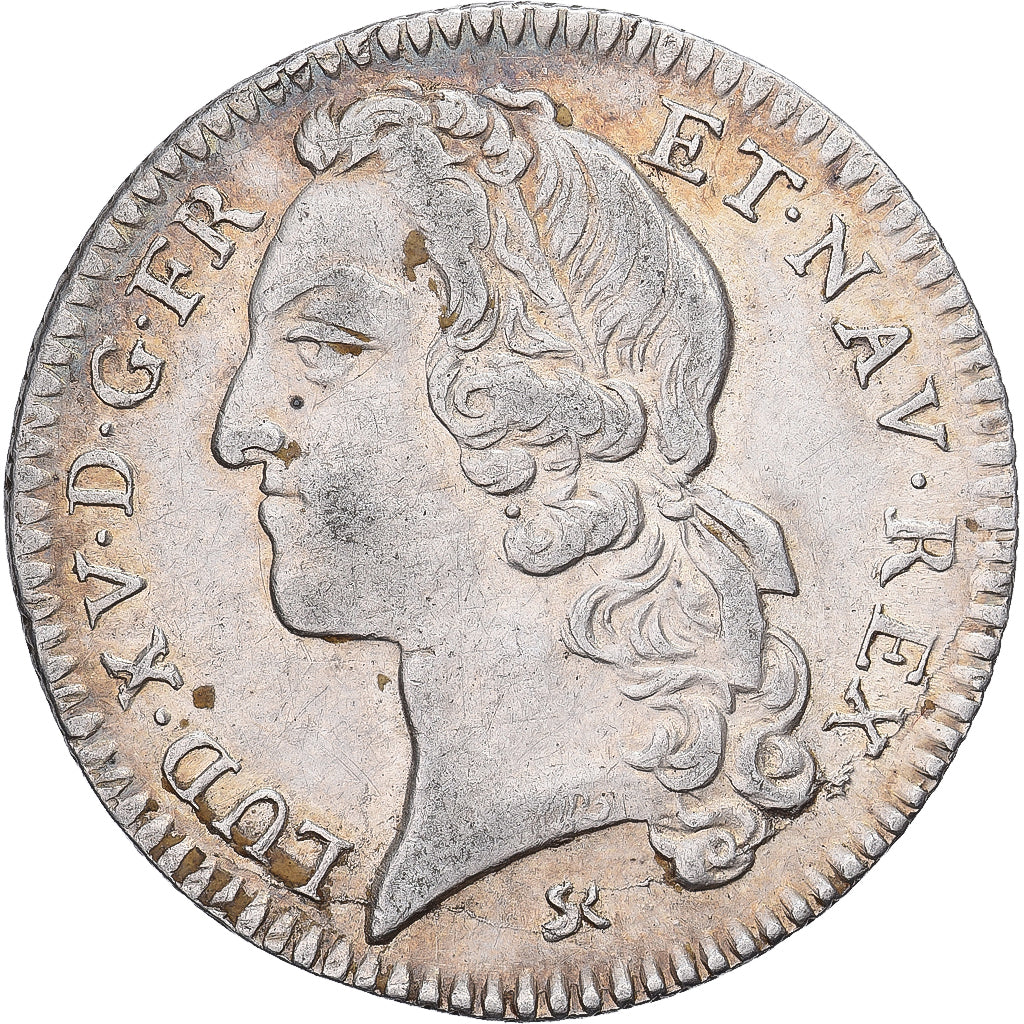 Francia, Louis XV, 1/5 Ecu, 1742, Rouen, Plata, MBC+, Gadoury:299