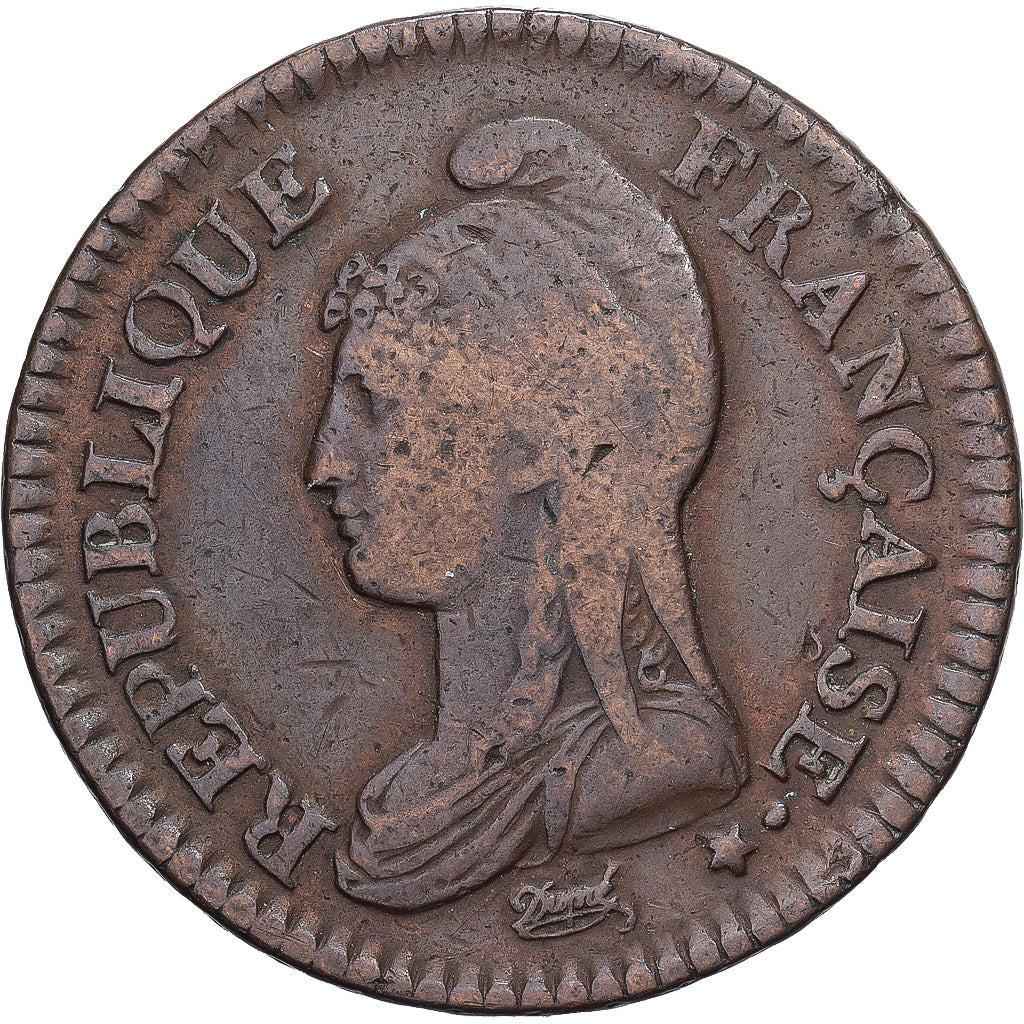 Frankrijk, 1 Décime, Dupré, AN 8, Paris, Bronzen, ZF, Gadoury:187a