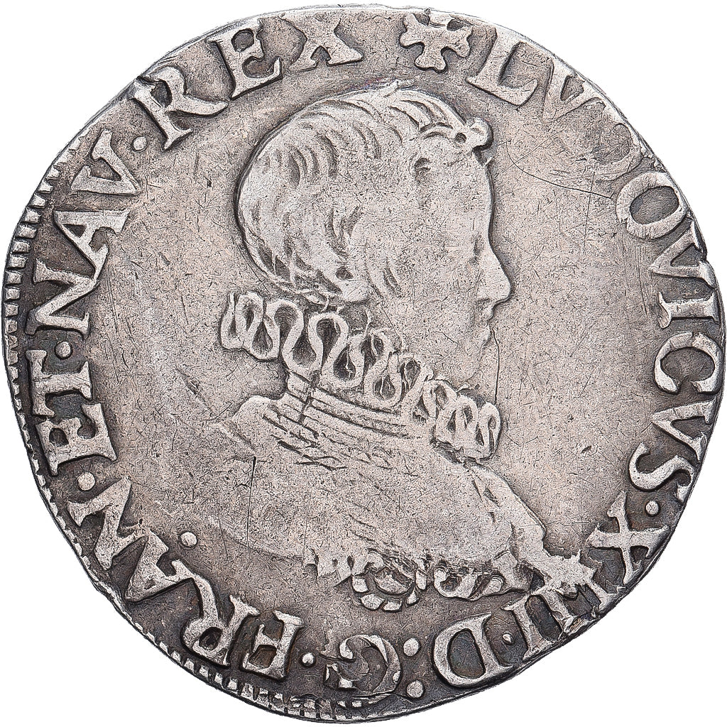 France, Louis XIII, 1/2 Franc, tête nue au col fraisé, 1615, Paris, Argent
