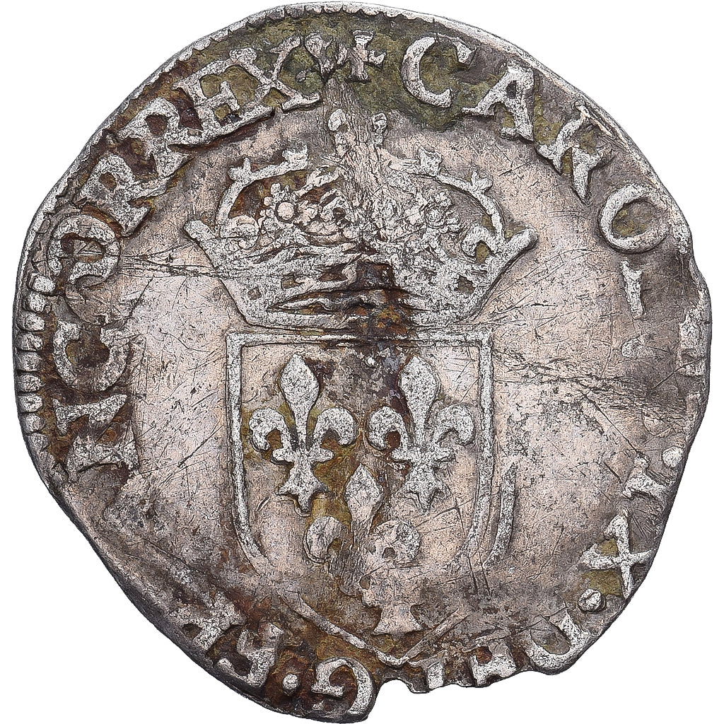 França, Charles IX, Sol Parisis, 1569, Riom, Rara, Lingote, VF(20-25)