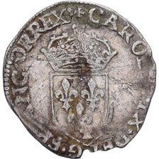 France, Charles IX, Sol Parisis, 1569, Riom, Rare, Billon, TB, Gadoury:414