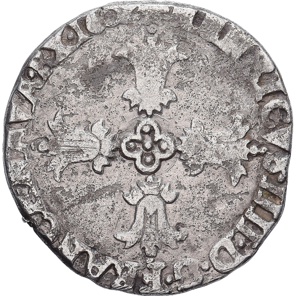 França, Henri IV, 1/8 Ecu, 1601, Bayonne, Rara, Prata, F(12-15), Gadoury:582