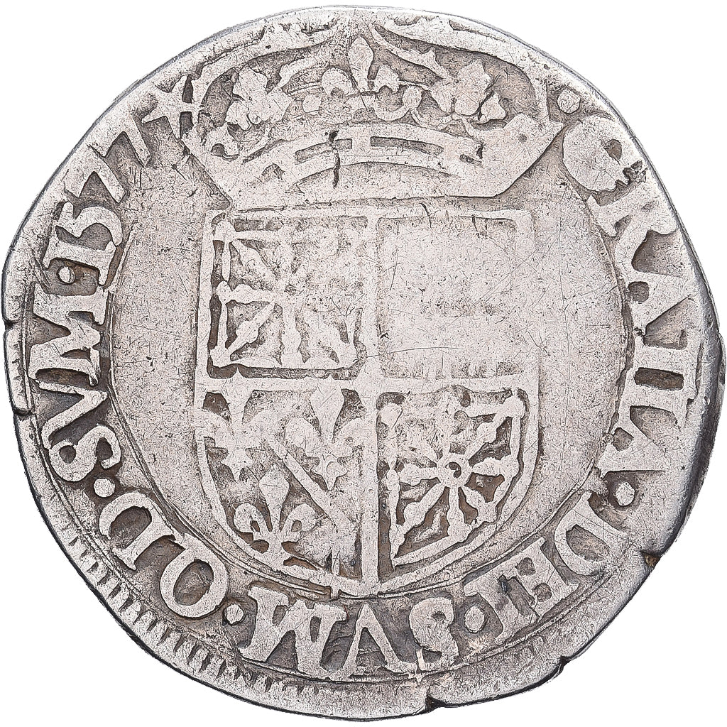 Kingdom of Navarre, Henri II & Marguerite, Teston, 1577, Morlaas, Silver