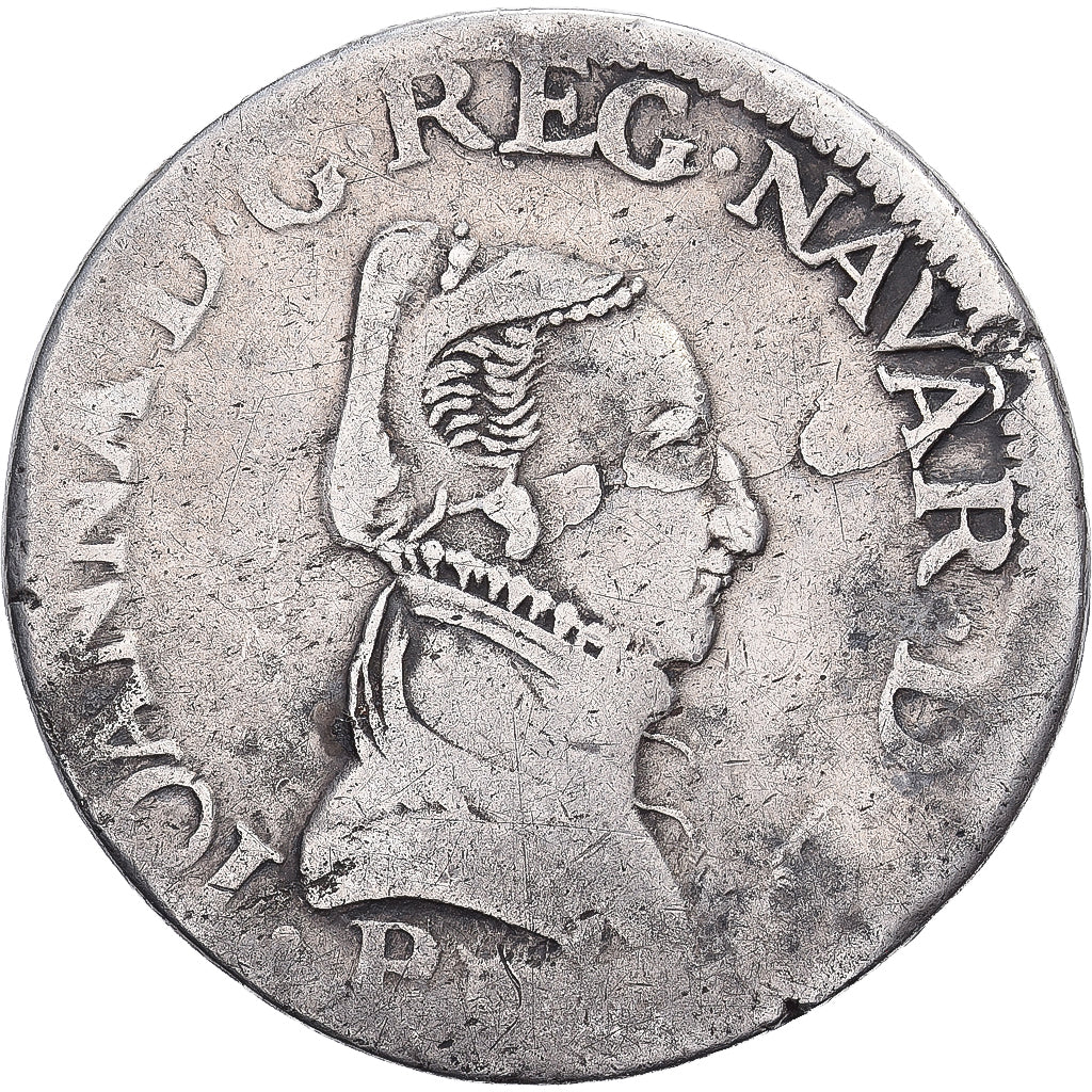Kingdom of Navarre, Jeanne d'Albret, Teston, 1570, Pau, Silver, VF(30-35)