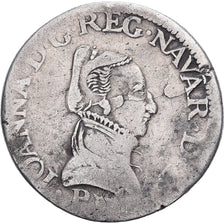 Kingdom of Navarre, Jeanne d'Albret, Teston, 1570, Pau, Silver, VF(30-35)