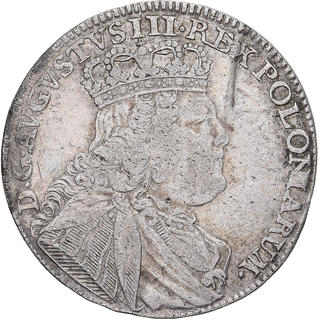 Poland–Lithuania, August III, 18 Groszy, 1754, Leipzig, Silver, VF(30-35)