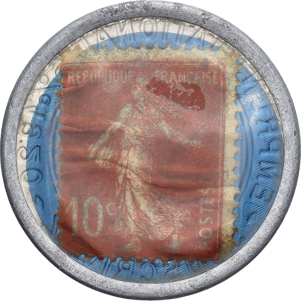 France, Credit Lyonnais, timbre-monnaie 10 centimes, 1920, TB+, Aluminium