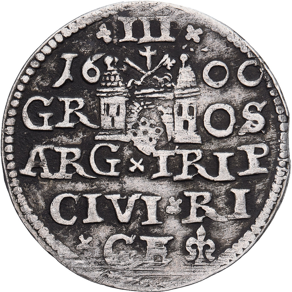 Duchy of Livonia, Sigismund III, 3 Grossus, 1600, Riga, Prata, VF(30-35)