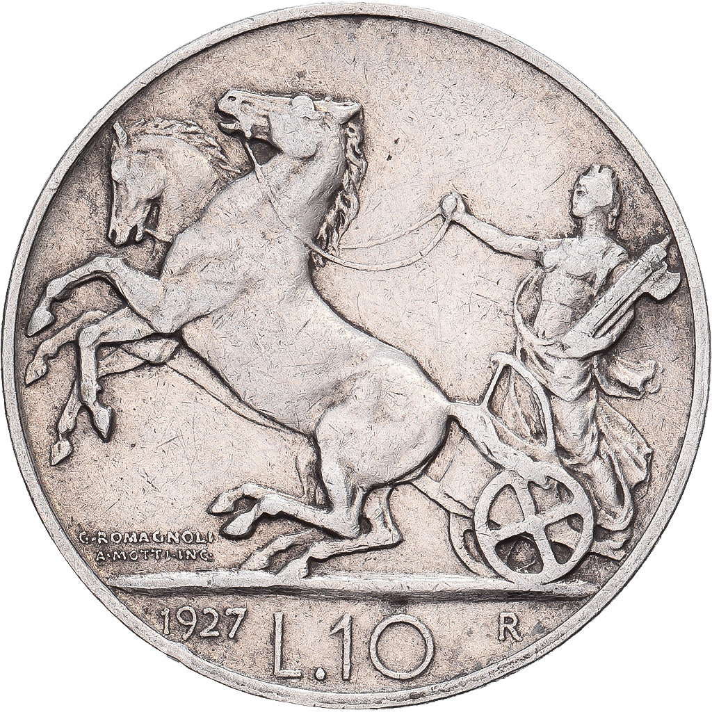 Italy, Vittorio Emanuele III, 10 Lire, 1927, Rome, Silver, EF(40-45), KM:68