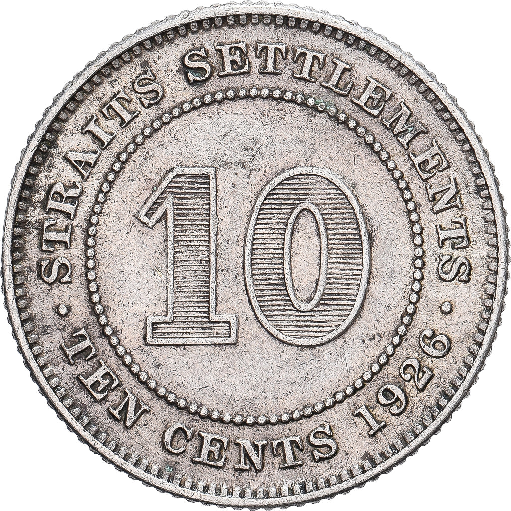 Estabelecimentos dos Estreitos, George V, 10 Cents, 1926, London, Prata