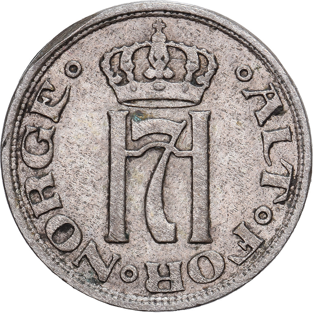 Noruega, Haakon VII, 10 Öre, 1913, Kongsberg, Prata, EF(40-45), KM:372