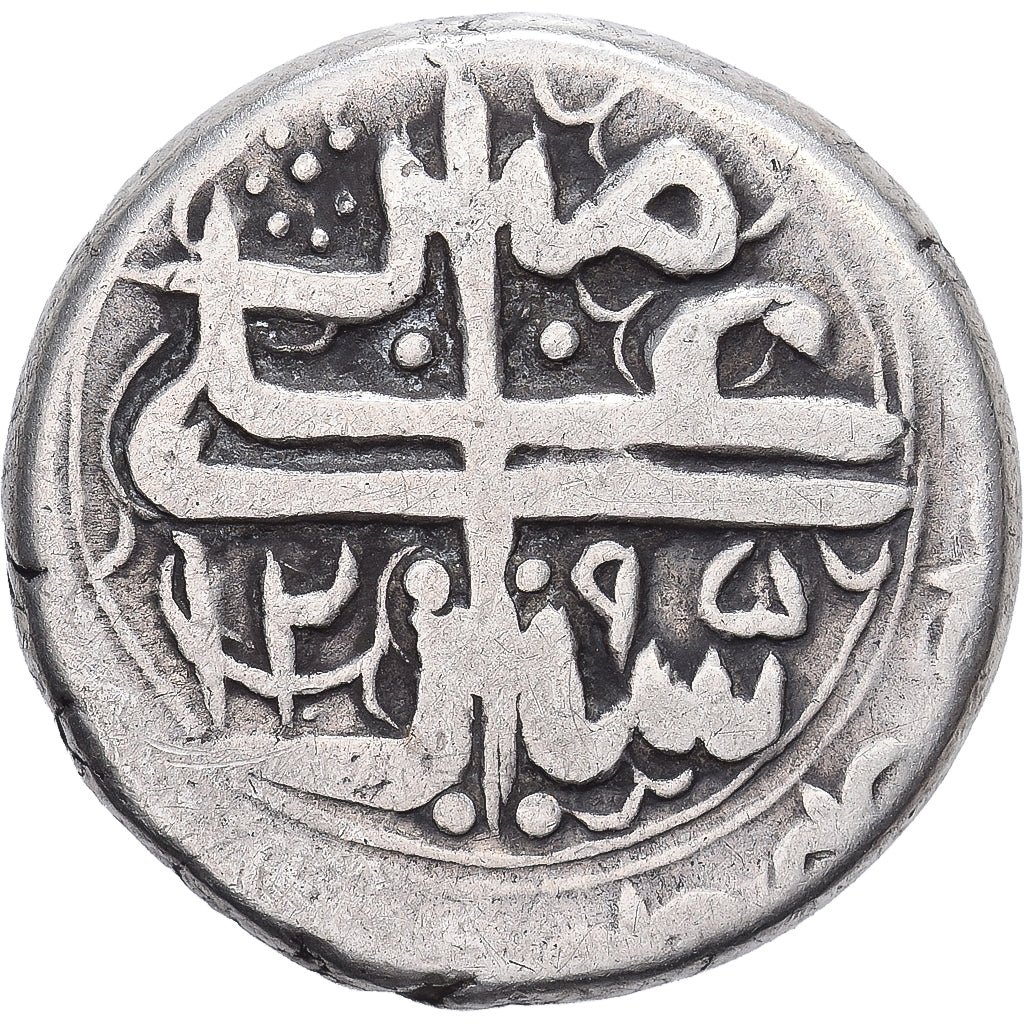 Emirate of Afghanistan, Sher Ali Khan, 1/2 Rupee, 1878, Zilver, FR, KM:413