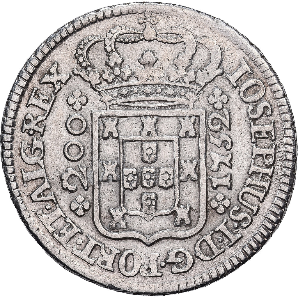 Portugal, Jose I, 200 Reis, 1752, Lisbon, Plata, MBC, KM:247.2