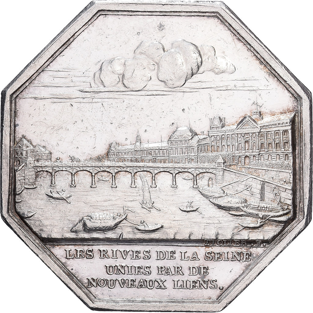 France, Token, Les trois ponts en fer sur la Seine, 1800, Silver, AU(55-58)