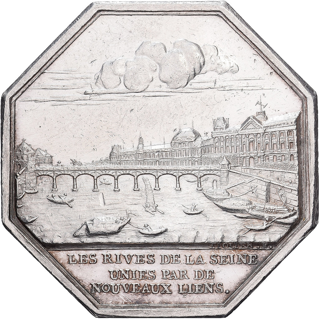 France, Token, Les trois ponts en fer sur la Seine, 1800, Silver, AU(55-58)