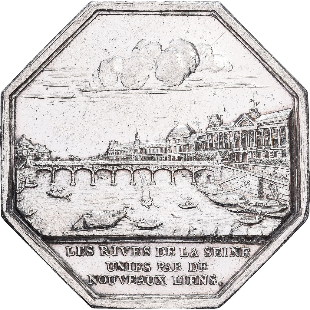 France, Jeton, Les trois ponts en fer sur la Seine, 1800, Argent, SUP
