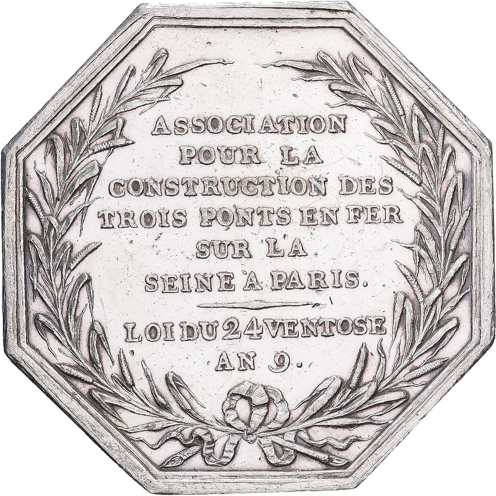 France, Jeton, Les trois ponts en fer sur la Seine, 1800, Argent, SUP