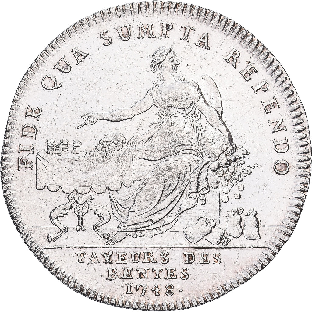 France, Token, Louis XV, Les payeurs des rentes, 1748, Silver, AU(55-58)
