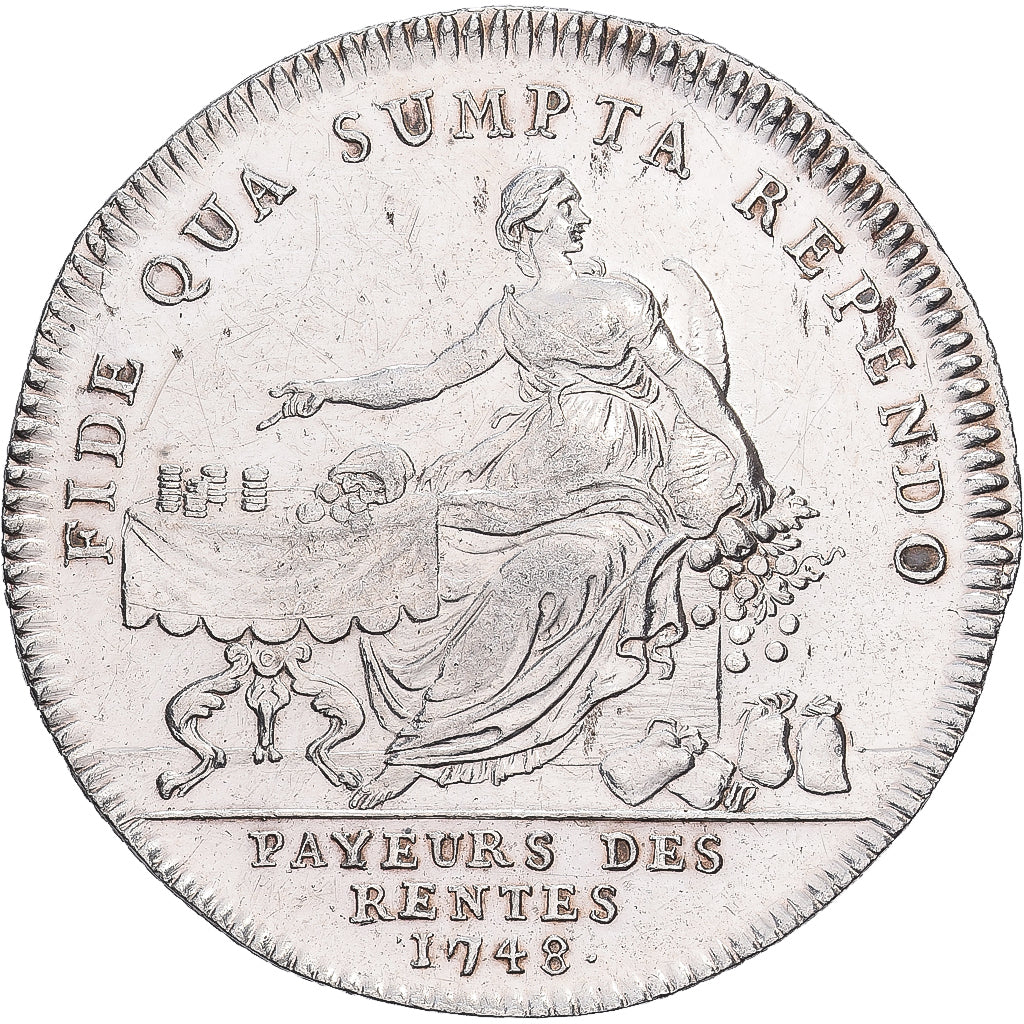 France, Token, Louis XV, Les payeurs des rentes, 1748, Silver, AU(55-58)