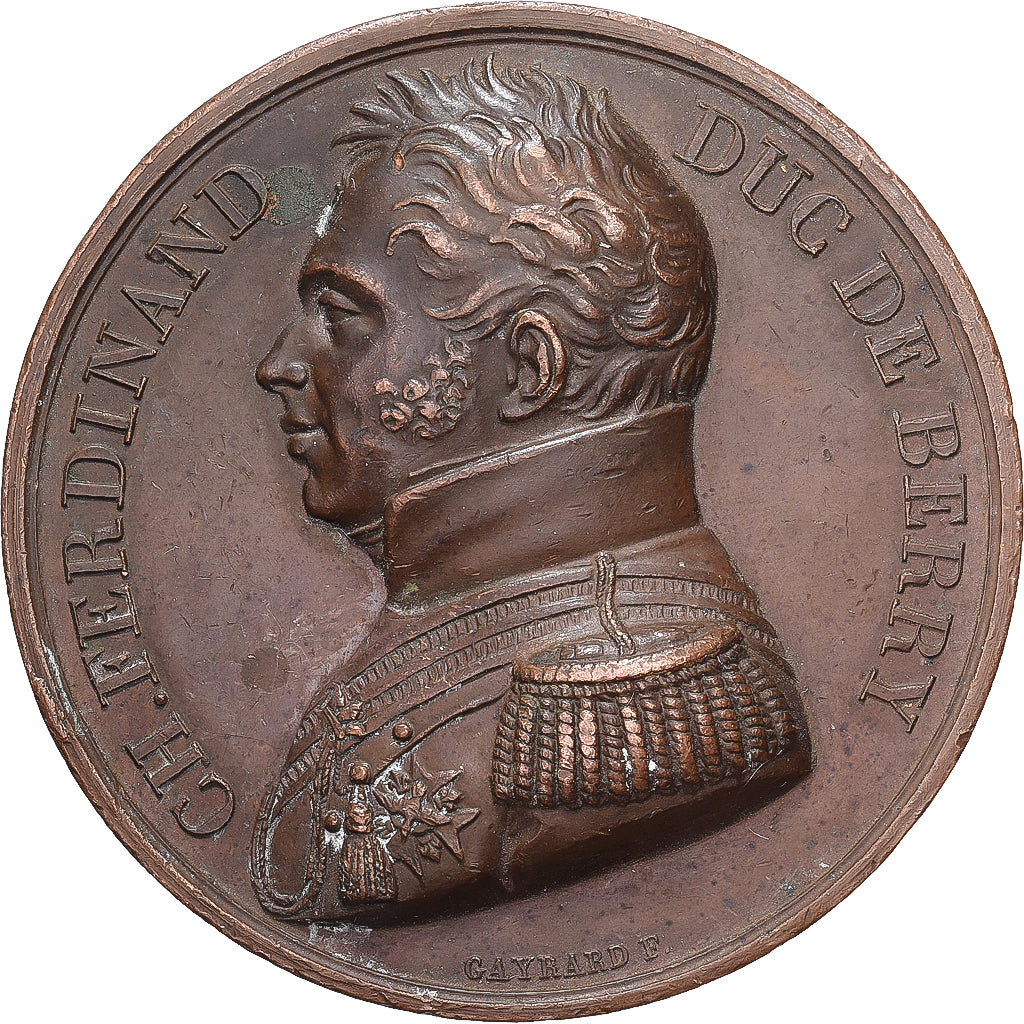 Frankreich, Medaille, Mort de Charles Ferdinand, Duc de Berry, 1820, Bronze, De