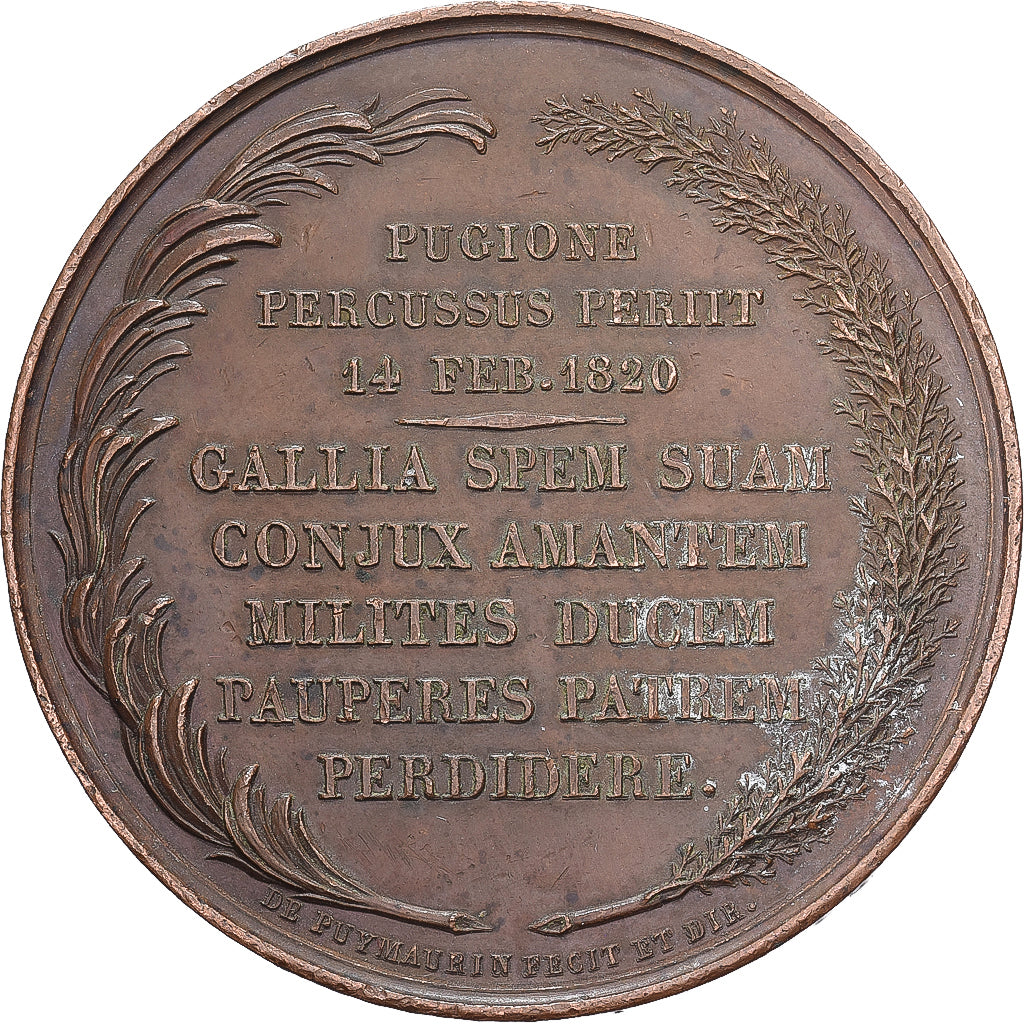 Frankreich, Medaille, Mort de Charles Ferdinand, Duc de Berry, 1820, Bronze, De