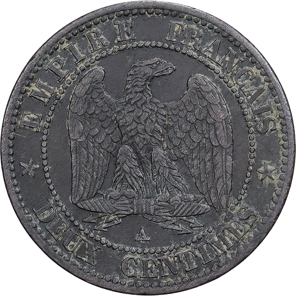 France, Napoleon III, 2 Centimes, 1853, Paris, Bronze, AU(55-58), Gadoury:103