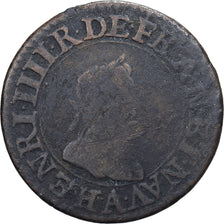 France, Henri IV, Double Tournois, 1607, Paris, Copper, VF(20-25), Gadoury:538