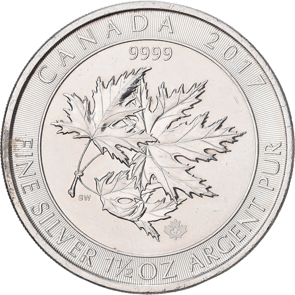 Canada, Élisabeth II, 8 Dollars, Maple Leaf, 2017, Ottawa, 1-1/2 Once, Argent