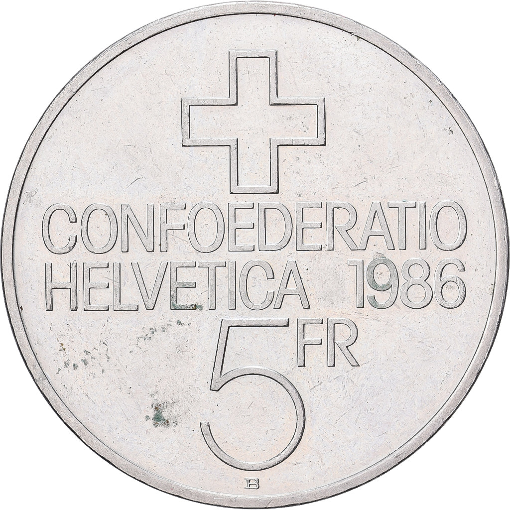 Suiza, 5 Francs, Sempach, 1986, Berne, Cobre - níquel, EBC+, KM:65