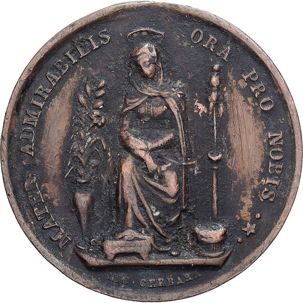 Italy, Medal, Mater admirabilis, 1849, Copper, Cerbara, VF(20-25)