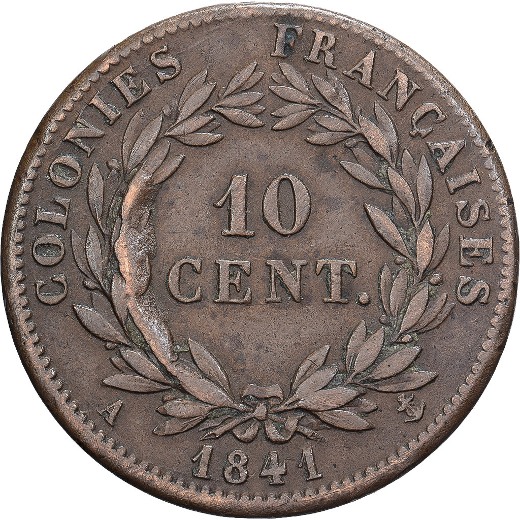 Französische Kolonien, Louis Philippe I, 10 Cents, 1841, Paris, Bronze, SS
