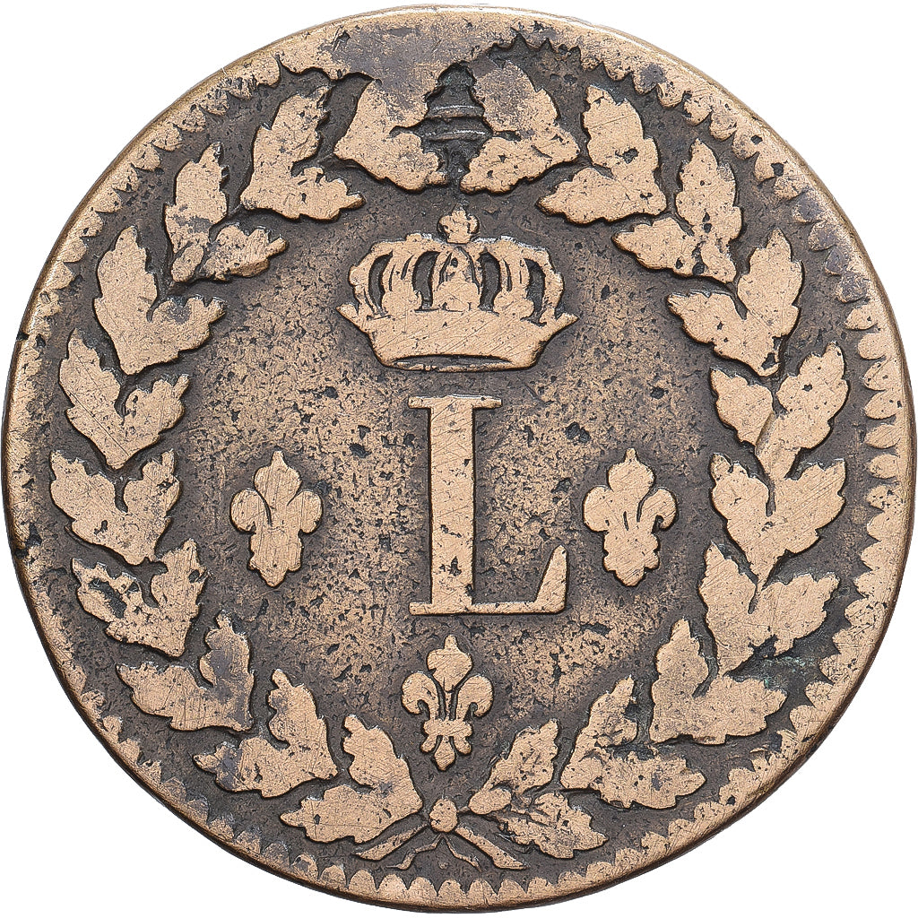 France, Louis XVIII, 1 Décime, 1815, Strasbourg, Bronze, TB, Gadoury:196d