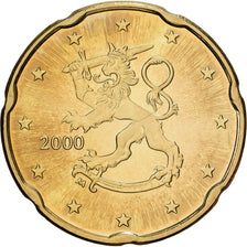 Finland, 20 Centimes, 2000, Vantaa, Nordic gold, MS(65-70), KM:102
