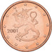 Finnland, 1 Centime, 2001, Vantaa, Copper Plated Steel, STGL, KM:98