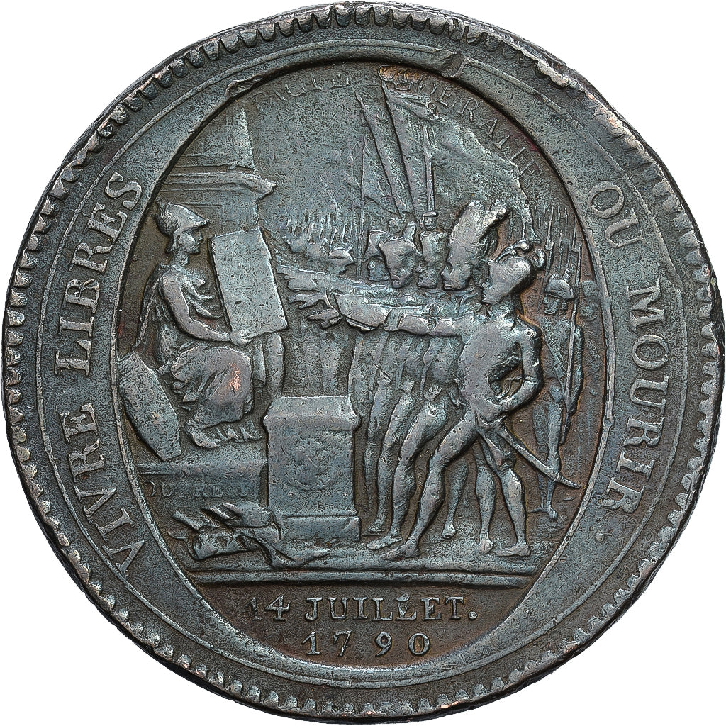 Francja, Monneron de 5 Sols, 1792, Birmingham, Brązowy, VF(20-25)