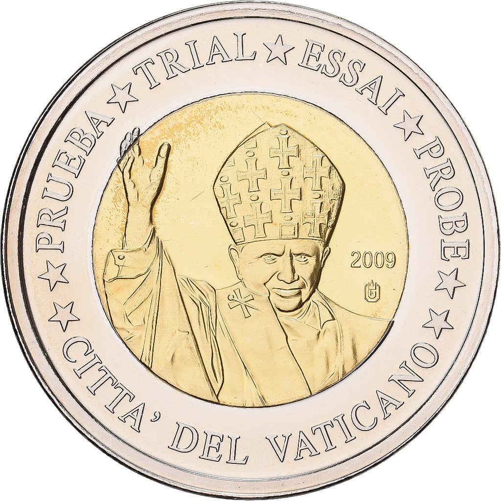Vatican, Benedict XVI, 2 Euro, Trial, 2009, Waldaschaff, Bi-Metallic, MS(65-70)