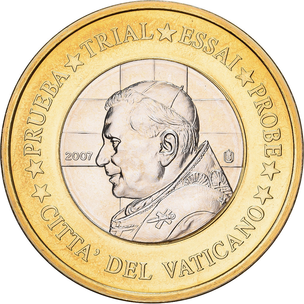 Vatican, Benedict XVI, 1 Euro, Trial, 2007, Waldaschaff, Bi-Metallic, MS(65-70)