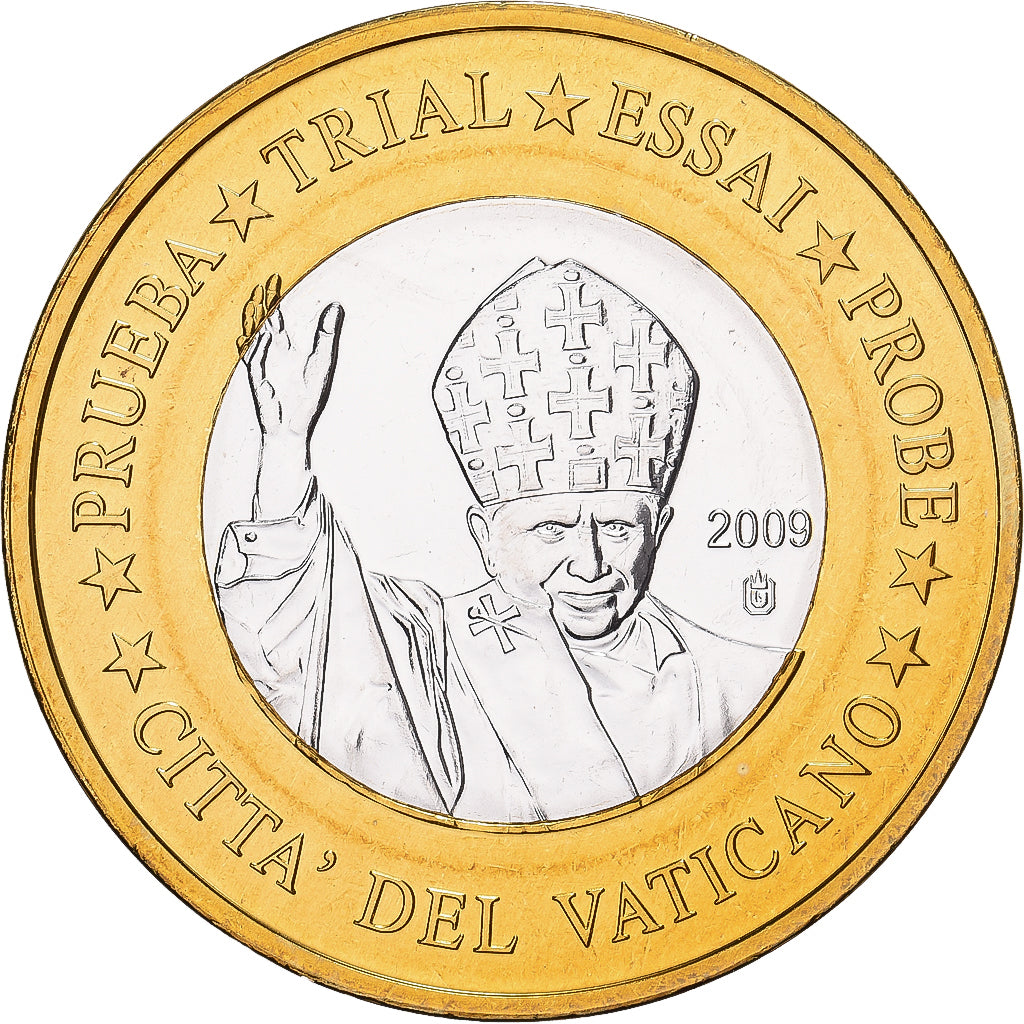 Vatican, Benedict XVI, 1 Euro, Trial, 2009, Waldaschaff, Bi-Metallic, MS(65-70)