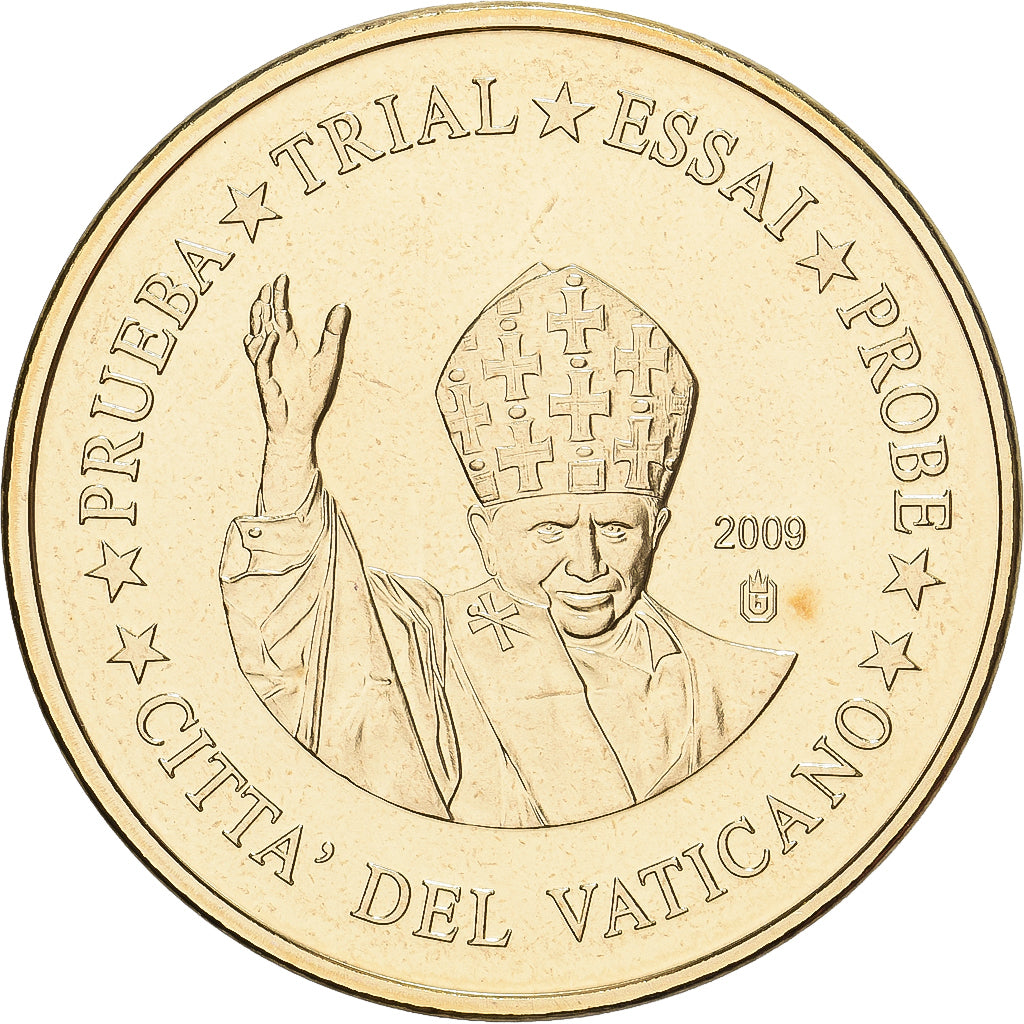 Vatican, Benedict XVI, 20 Centimes, Trial, 2009, Waldaschaff, Brass, MS(65-70)