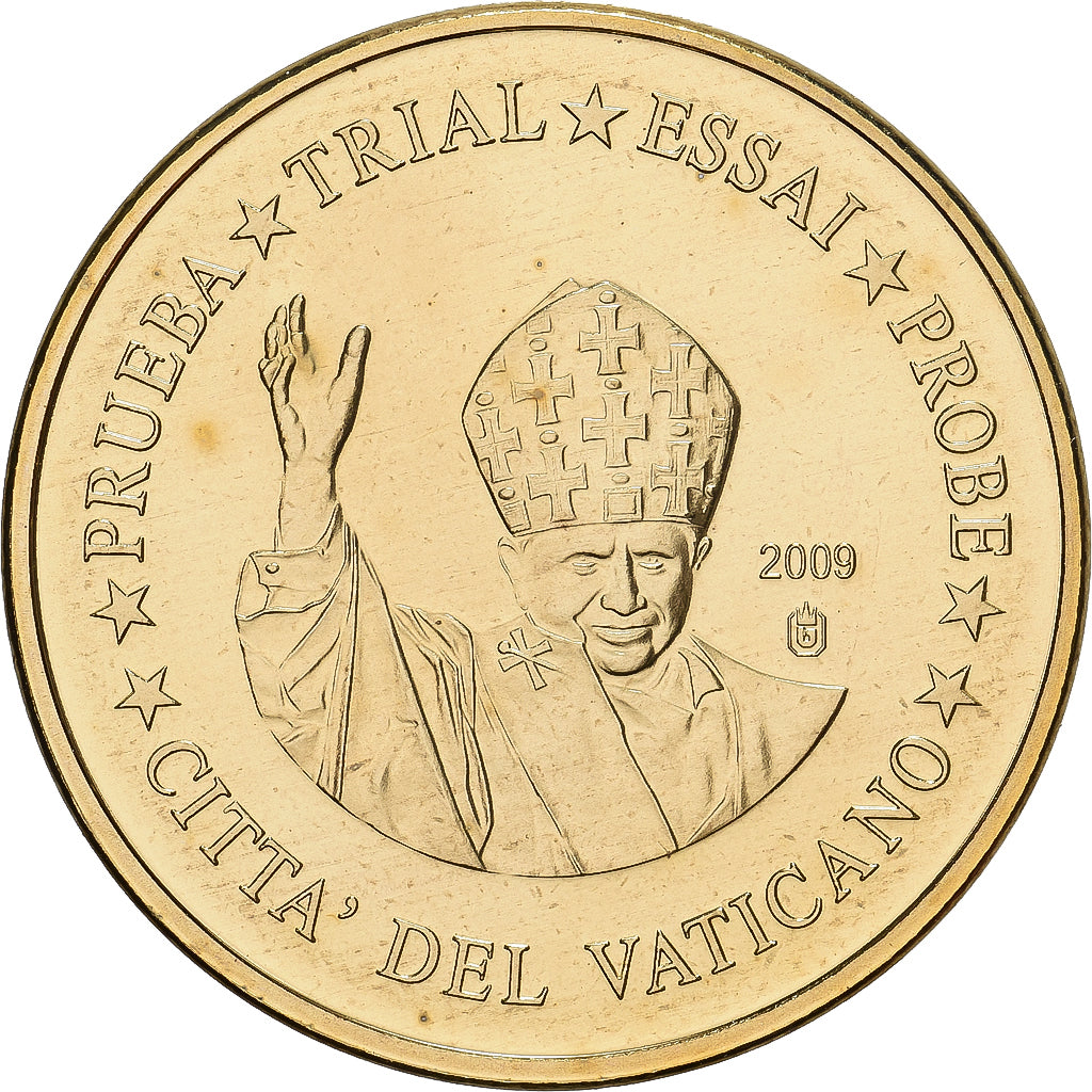 Vatican, Benedict XVI, 10 Centimes, Trial, 2009, Waldaschaff, Brass, MS(65-70)