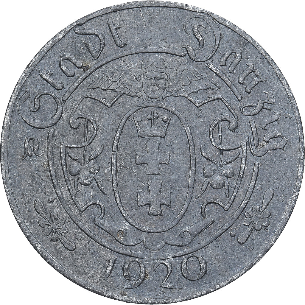 Poland, Stadt Danzig, 10 Pfennig, 1920, AU(55-58), Zinc