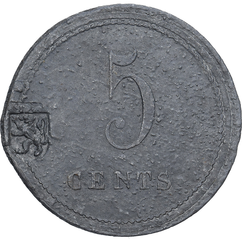Belgium, Gent, 5 Cents, Countermark, VF(20-25), Tin