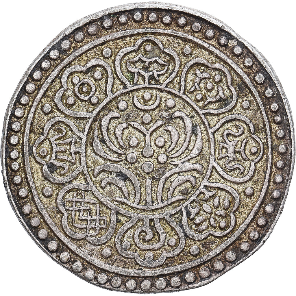 Tíbet, 1 Tangka, Ga-den, 1907-1922, Plata, MBC