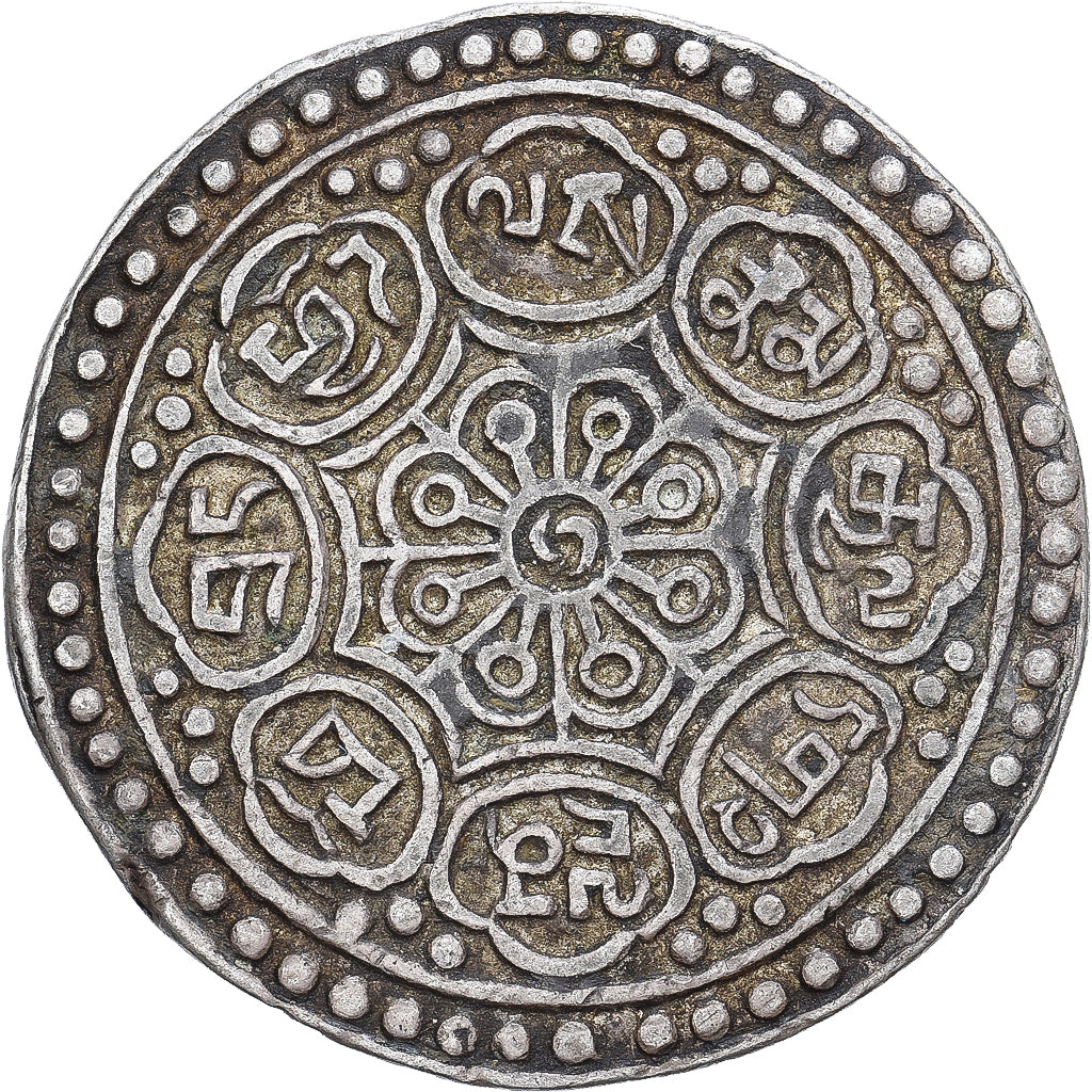 Tíbet, 1 Tangka, Ga-den, 1907-1922, Plata, MBC